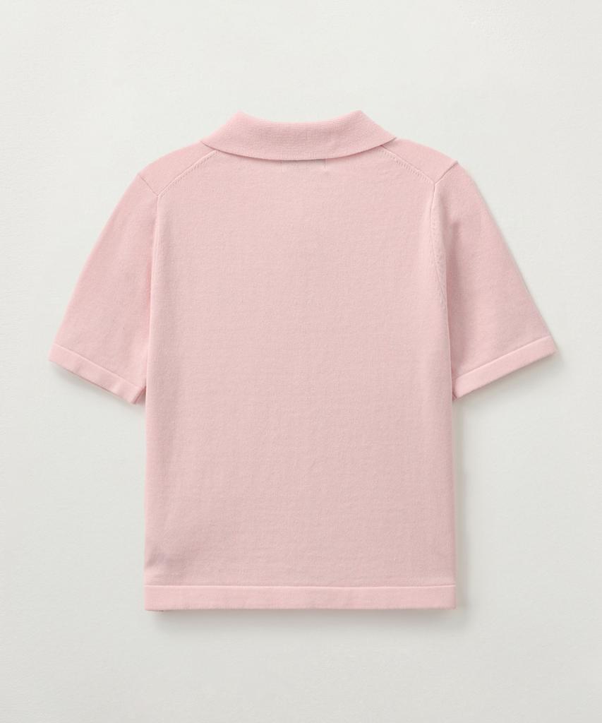 Seteo (W) Basic Cotton Collar Half Cardigan Pink