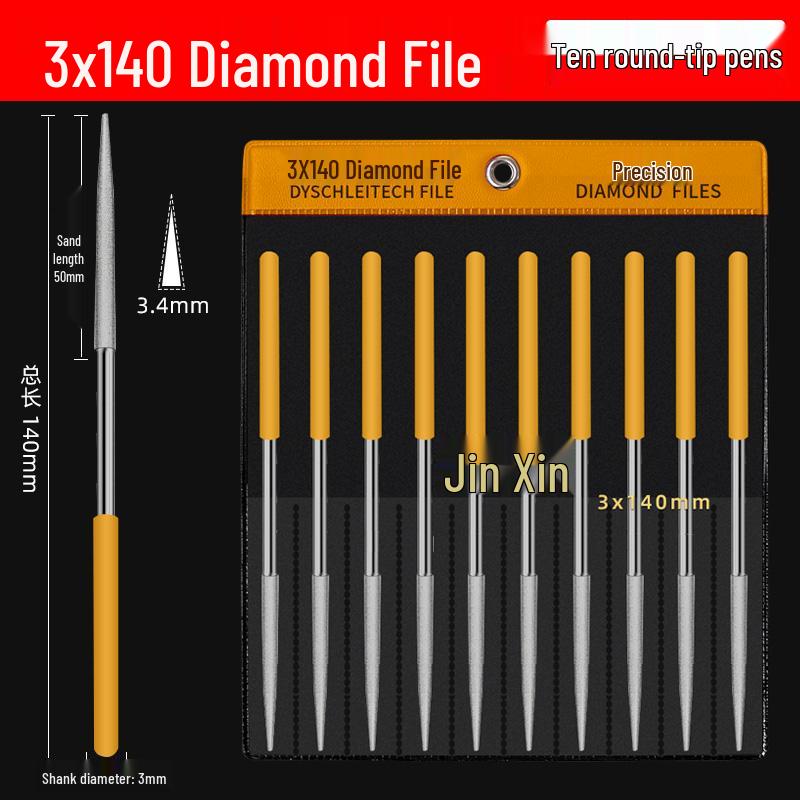 Jinxin Triangular Diamond Grinding File Set - Flat & Semi-Circular Polishing Tools