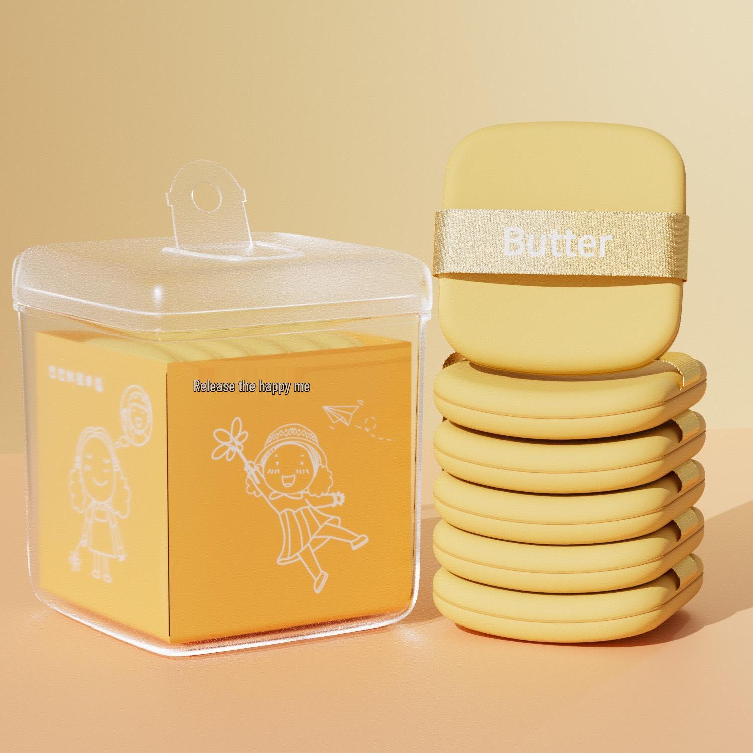Dual-Use Butter Cookie Makeup Puff - Dry/Wet Double-Sided Makeup Sponge