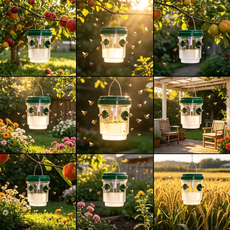 Clear Plastic Outdoor Insect Trap with Lid Fruit Fly Wasp Catcher Transparent Reusable Pest Control Tool for Home Garden Yard