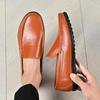 Men's Handmade Slip-On Leather Loafers - Autumn British Style, Casual & Business, Soft Sole Driving Shoes