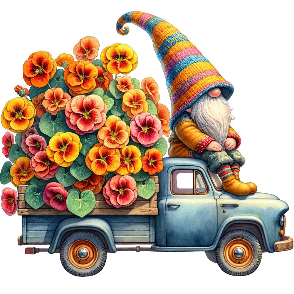 Gnome 5D DIY Full Drill Round Diamond Painting Kit for Home Wall Decoration