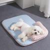 Dog Cooling Mat Ice Silk Cooling Pet Mat Bed Breathable Summer Pet Sleeping Pad with Neck Support Pillow for Small Dogs Cats