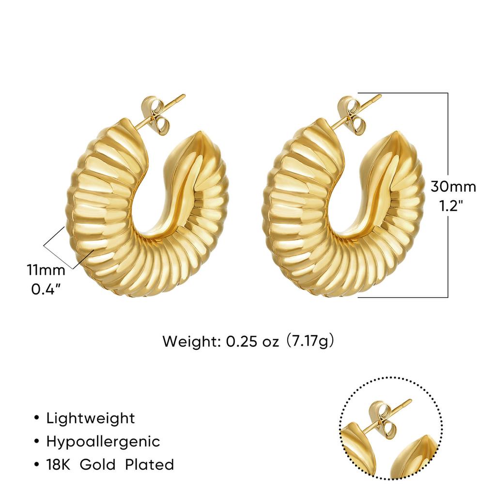 Trendy Round Chunky Hoop Earrings For Women Stainless Steel Geometric Earring Waterproof Wedding Christmas Jewelry Gift Aretes