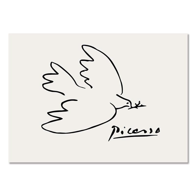 Abstract Line Bird Woman Face Canvas Paintings Picasso Matisse Minimalist Wall Art Poster Modern Print Pictures for Home Decor