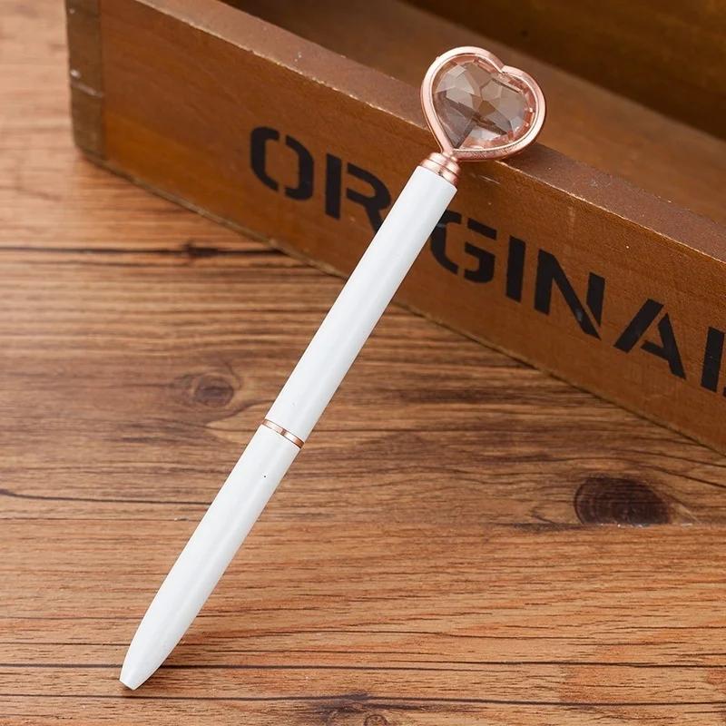 Kawaii Crystal Ballpoint Pen Fashion Girl Heart Shape Large Diamond Metal