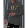 Men's Spring and Autumn Comfortable Leisure Love Faith Pattern Printed Round Neck Long Sleeve T-shirt Top