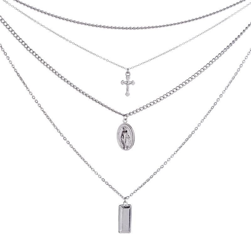 

Sophisticated Stylish And Multi Layer Cross Necklace With Distinctive Craftsmanship Alloy серебряный