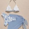Small Floral Lace-up Three-piece Set Sexy Bikini Split Swimsuit Swimsuit Women