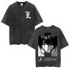 Washed Vintage Anime Death Note Misa Graphic Tshirt Men Women Casual Cotton Oversized T Shirts Mens s Manga Retro Streetwear