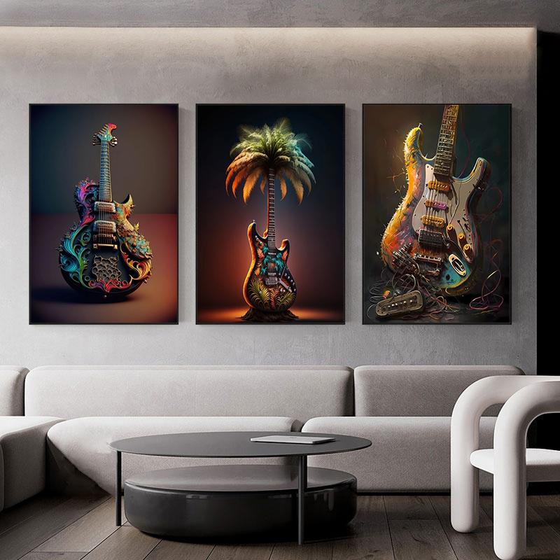 Color Music Guitar Record Posters and Prints Abstract Modern Aesthetics Jazz Canvas Painting Wall Art for Music Room Home Decor