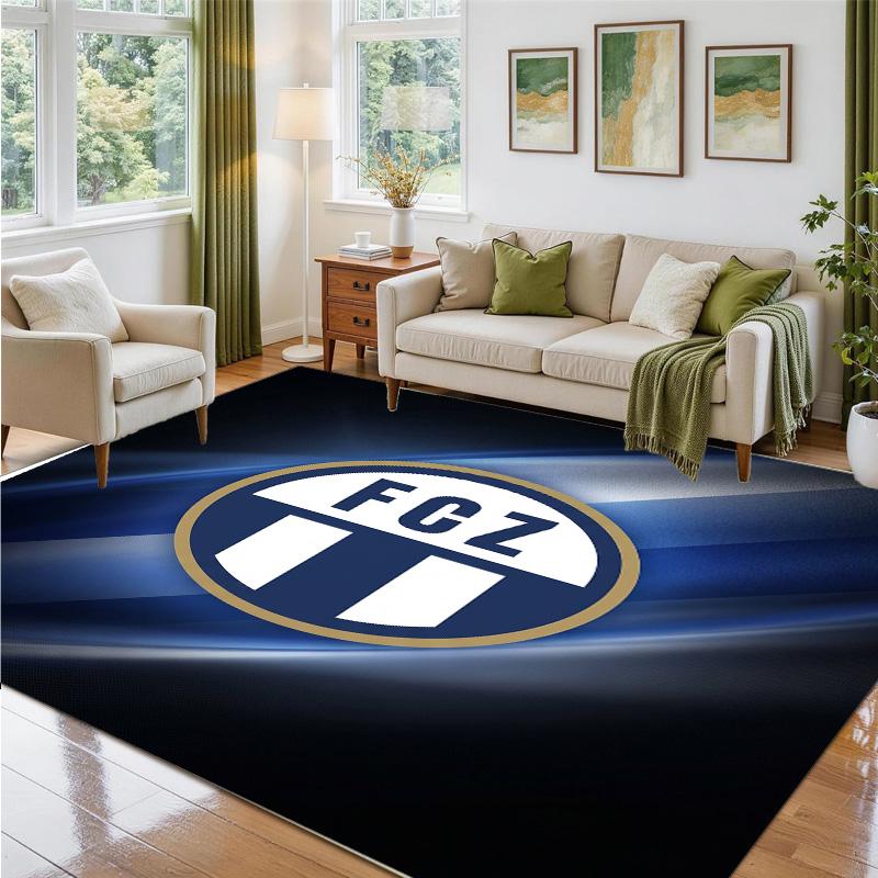 FC Zürich Design Crystal Velvet Rug Soft Decorative Mat for Bedroom Entrance