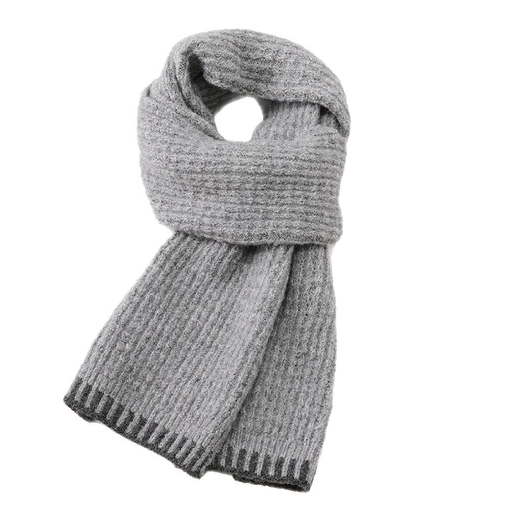 Knitted wool scarf women's winter Korean high-end sense solid color versatile thickened soft waxy warm cold neck protection scarf men
