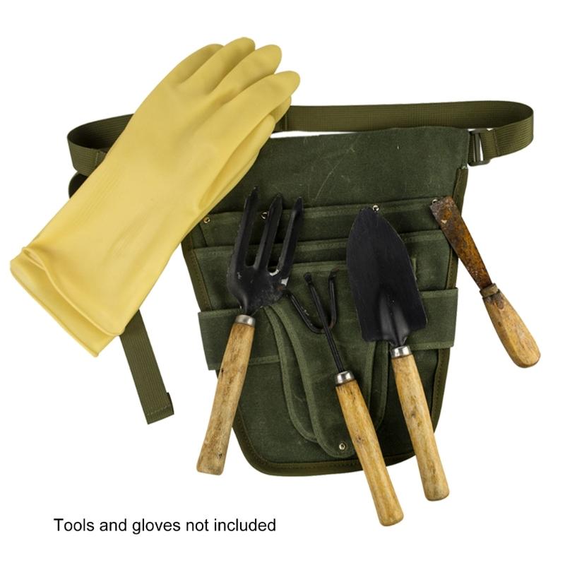 Garden Tool Belt for Women Men Waxed Canvas Tool Belt Bag Gardener Farmer Tools Waist Pouch for Electrician Carpenter