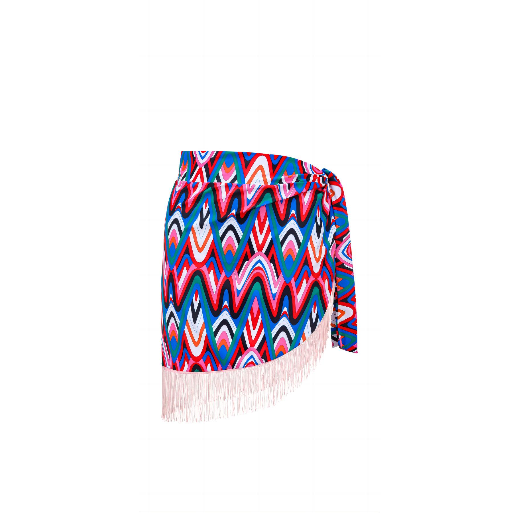 

Новый Стиль Сексуальное Бикини I Раздельный Купальник Полиэстер Сублимационная печать Кисточки по Бокам Комплект Купальника XL