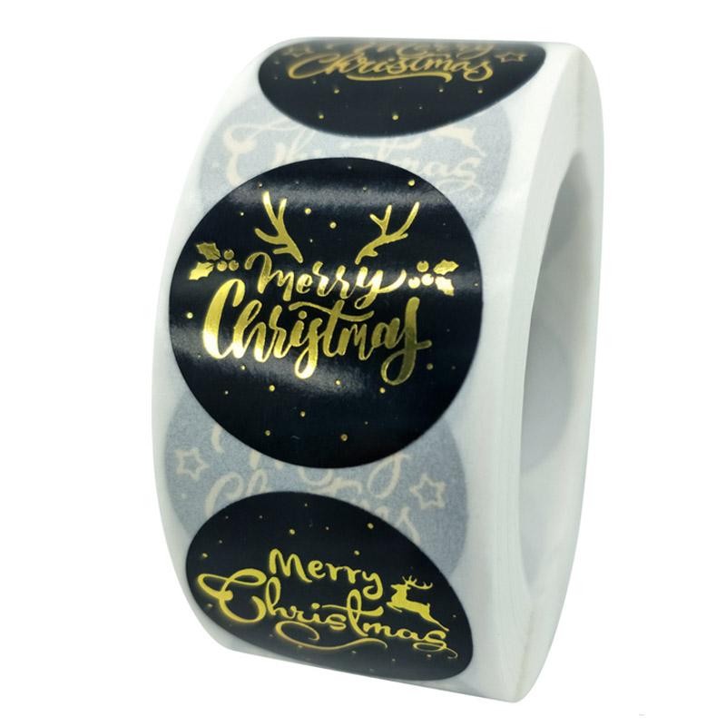 50-500pcs Round Merry Christmas Decoration Stickers 8 Design Seal Labels For Envelope Card Gift Wrapping Scrapbook