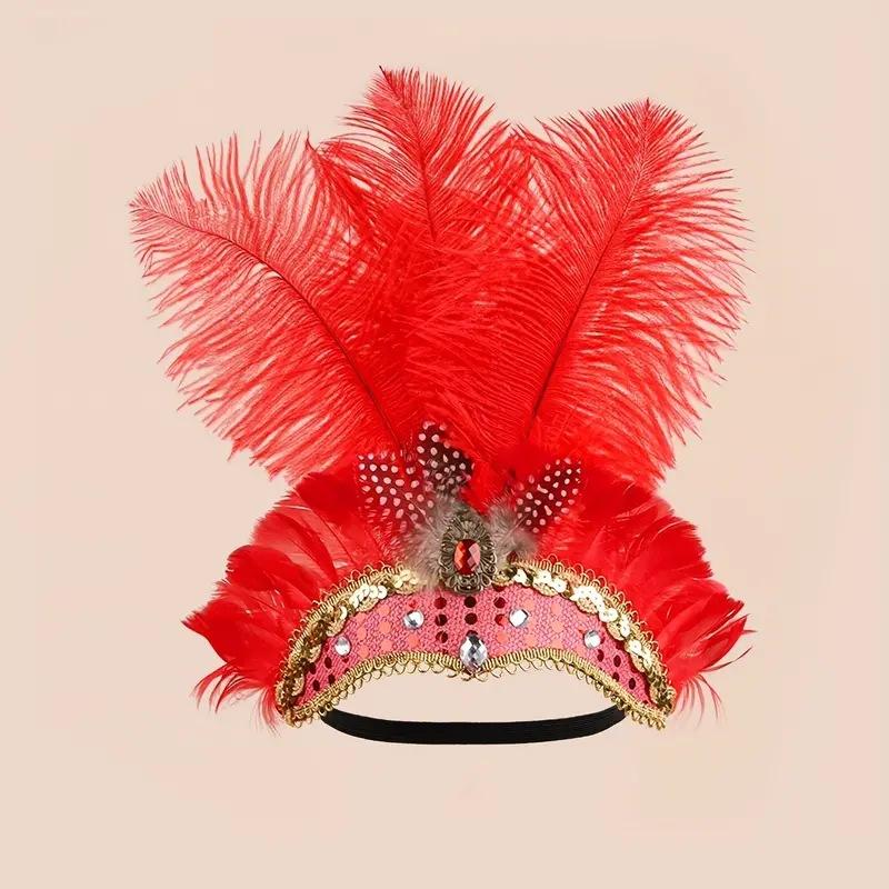 Anime-Charakter Cosplay Halloween Kopfbedeckung Bauchtanz Performance Haarbänder Bunte Feder Stirnbänder Weihnachtstag Kopfbedeckung Zubehör