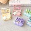 1Set Mini Contact Lenses Box Purple Pink Candy Color Contact Lens Case with Bow Decoration for Women Holder Eyewear Accessories