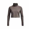 Under Armour Solid Color High Neck Pullover Training Long Sleeve T-Shirt Women Tops Brown 1374493-176