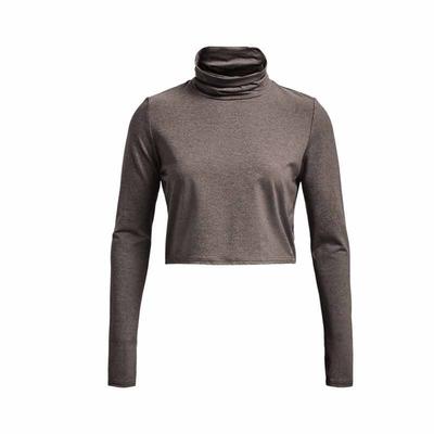 Solid Color High Neck Pullover Training Long Sleeve T-Shirt Women Tops Brown 1374493-176