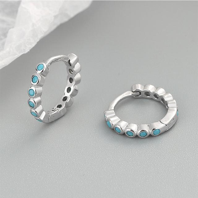 

ANENJERY Жіночі прості сережки-обручі з мікроцирконом, круглими крапками, простими популярними ювелірними виробами ручної роботи срібний