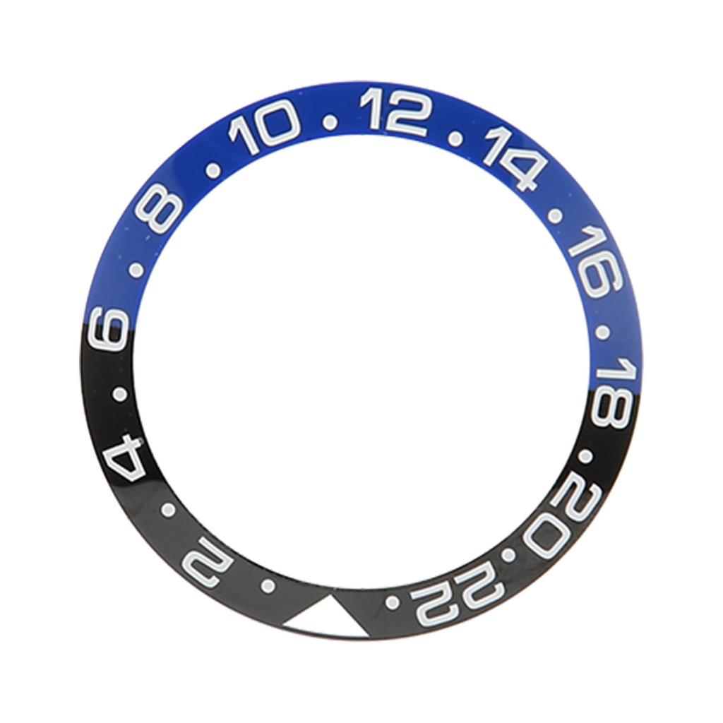 38mm Diameter Black Blue Watch Bezel Insert Base Ring White Character Ceramic GMT Wristwatch Bezel