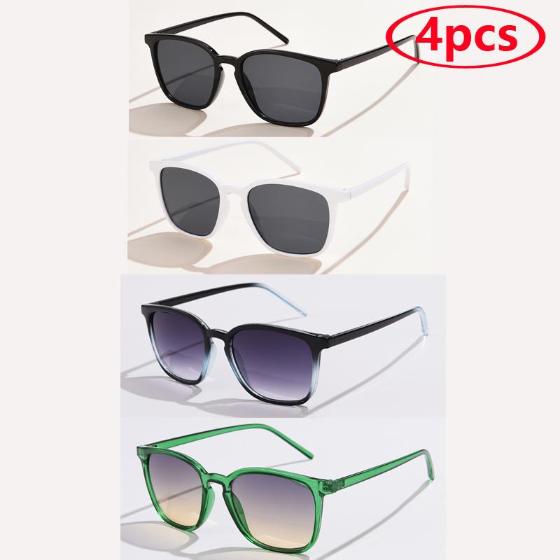 4pcs Fashion Square Small Sunglasses Women Multi Color  Sun Glasses Female Oculos Y2K Retro Gradient Hip Hop Shades UV400