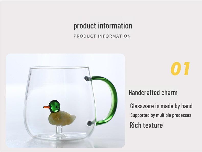 Heat-Resistant Borosilicate Glass Cartoon Animal Cup - Perfect for Juice, Household Use, or Holiday Gifts
