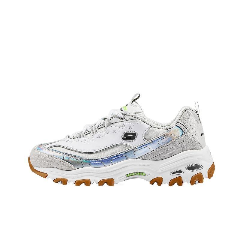 Skechers SPORT WOMENS Women Mesh Synthetic Leather Slip Resistant Low Top Chunky Sneakers 150556-WGY 35