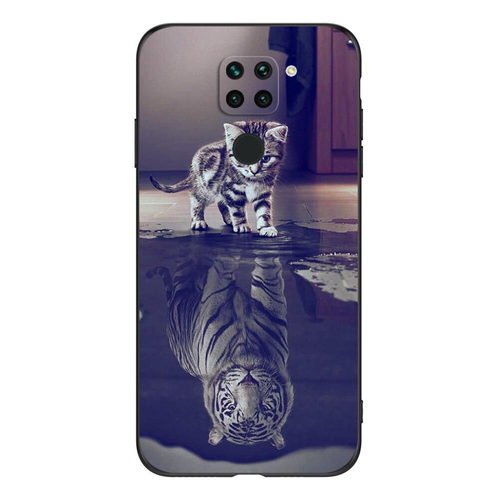 For Xiaomi Redmi Note 9 Global Phone Back Cover  Black Tpu Case Lion Wolf Tiger Dragon
