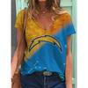 Summer V-neck 3D Football Team Printed Top Fashionable Casual Short Sleeved Women's T-shirts