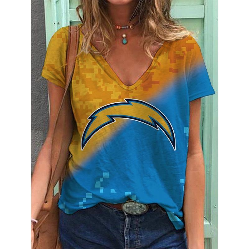 Summer V-neck 3D Football Team Printed Top Fashionable Casual Short Sleeved Women's T-shirts
