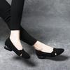 Flat Shoes Women's Spring New Round Head Shallow Mouth Hollow Single Shoes Black Sheepskin Low Heel Four-season Shoes