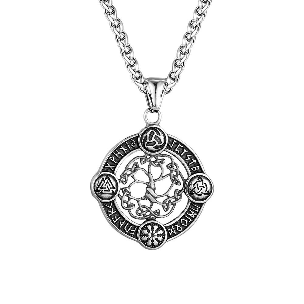 Vintage Viking Tree of Life Necklace 316L Stainless Steel Nordic Odin Amulet Pendant For Men Women Fashion Jewelry