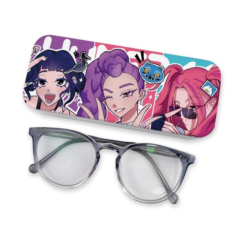 Anime PU Leather Glasses Case Witch Hunters Design Soft Lining for Scratch Prevent Eyewear Holder for Daily Travel Use