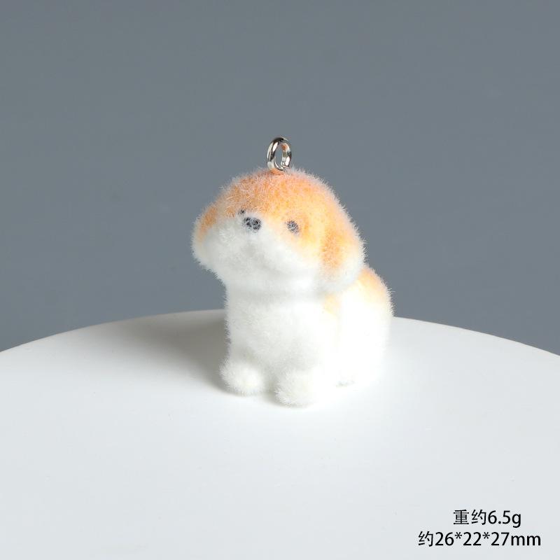 

Cute Flocked 3D Dog Resin Figure Animal Statue Keychain Pendant for DIY Crafts Home Desk Decor Kawaii Gift Ideas