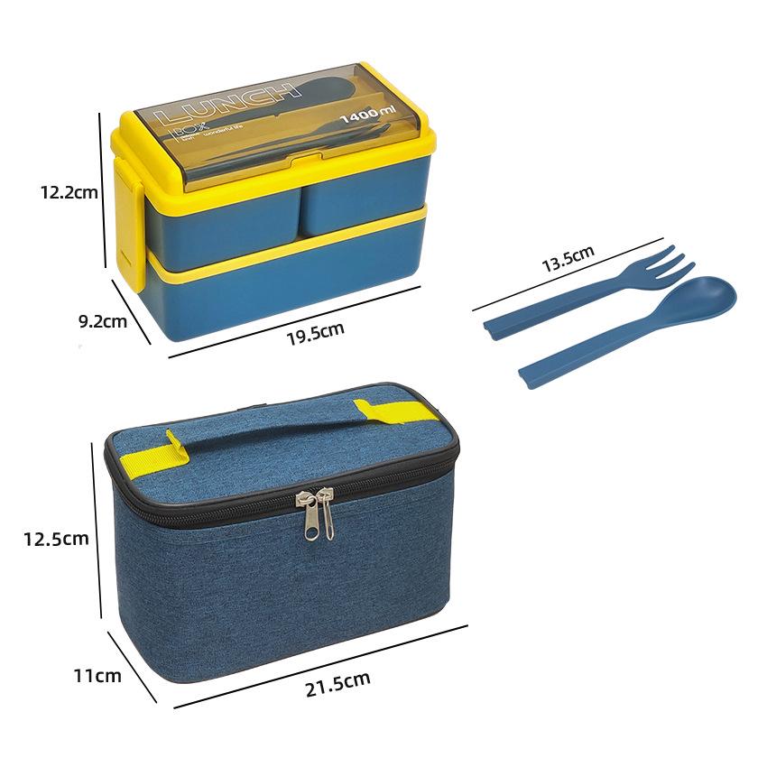 Office Worker Double-Layer Bento Lunch Box Set - Microwaveable & Portable