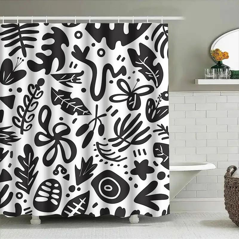 

Black White Leaf Shower Curtain 3D Printed For Bathroom Decor Waterproof Washable With Hook Rings In Home Garden From Home Garde W60H190(CM)-1 Pcs