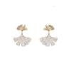 Elegant S925 Silver Ginkgo Leaf Stud Earrings for Women - Stylish & Fashionable