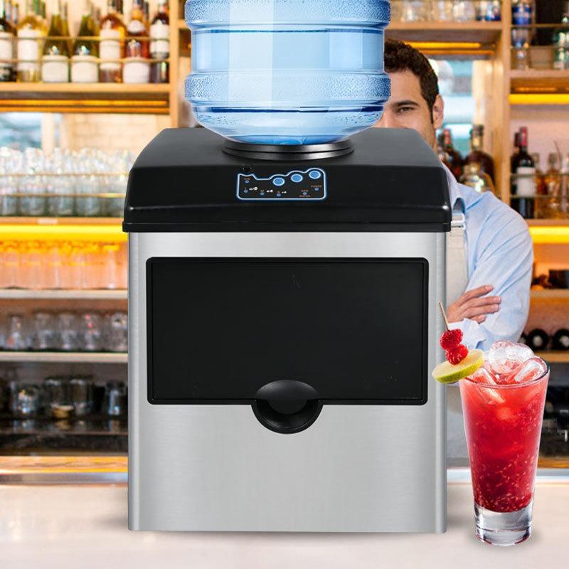 220V Ice Maker Commercial Small Bucket Water Round Ice Milk Tea Shop Household Multifunctional Ice Making Machine