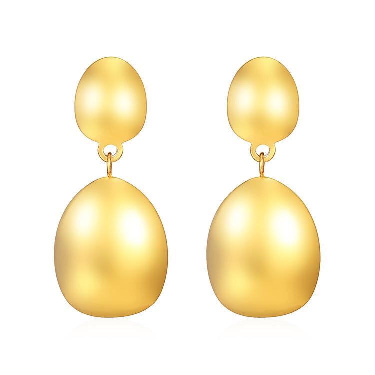 Boucles d'oreilles pendantes rondes lisses tendance en acier inoxydable pour femmes, plaqué or 18 carats par induction de haute qualité