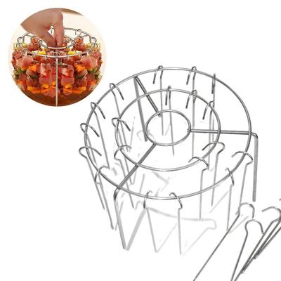 Stainless Steel Vertical Grill Rack Detachable String Grill Vertical Barbecue Skewer Bracket 24 Baking Needle