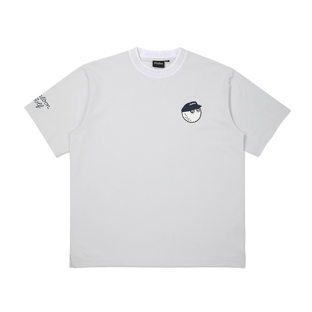 MALBON GOLF Bucket Short Sleeve Mock Neck Light Gray (Man)