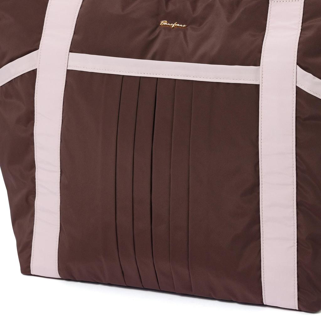 Francfranc Modern Palette Travel Bag, Brown and Pink, Carry-on Tote Bag, 3-Way Shoulder Bag with Drink Holder
