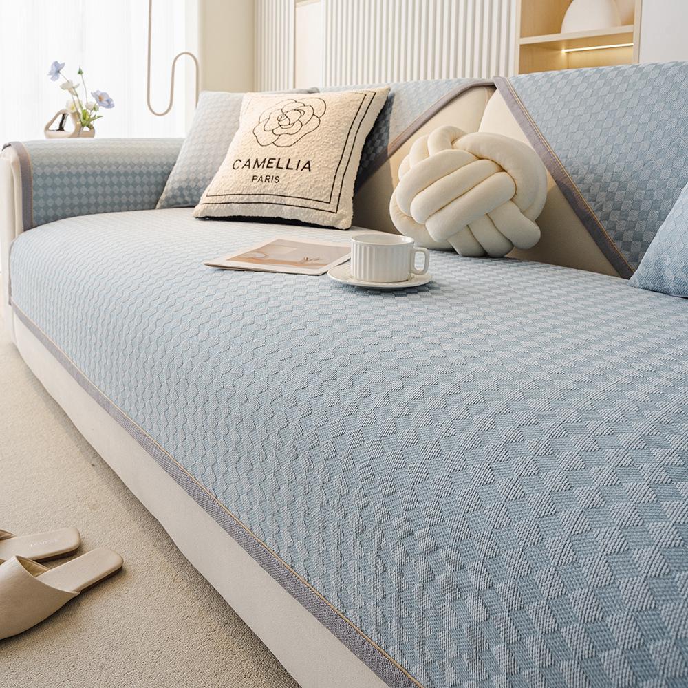 Cream Wind Advanced Straight Row Sofa Cushion  New Four-Season Universal Fixed Non-Slip Backrest Cushion Cover Cloth Towel