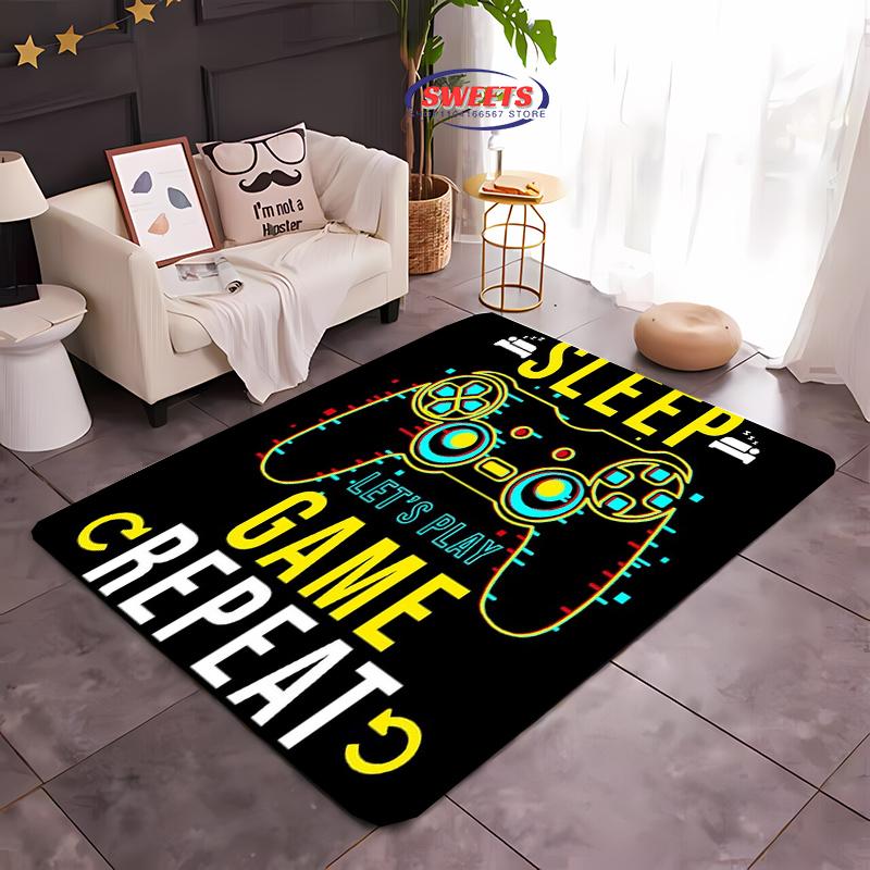 HD Home Area Gamer Rug with Game Controller Design,Non Slip Floor Tapete for Kids,Decor Carpet for Living Room Bed Playrooms Mat