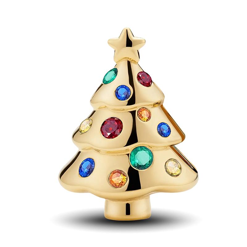 Copper Christmas Tree Classic Bell Christmas Series Charm Bead Fit Diy Bracelet Making Gift Of High Quality Jewelry