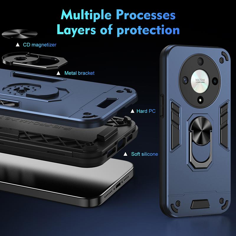 Luxury Armor Shockproof Phone Case For Honor X40 X50I Plus For Honor Magic 5 Lite 6 Lite Car Magnetic Ring Holder Back Cover