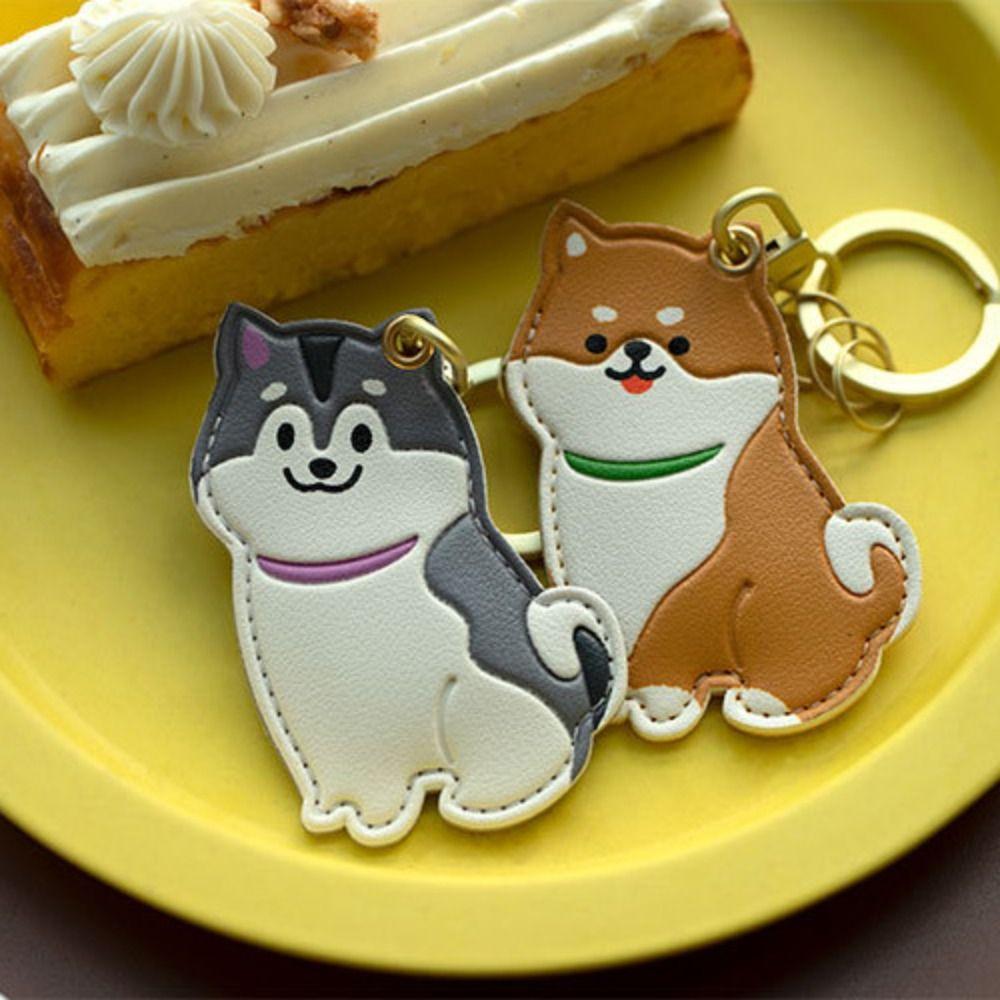 

Dog Siamese Cat Keychain Meow Shiba Inu Card Cover Penguin Access Card Holder Car Key Pendant Style A