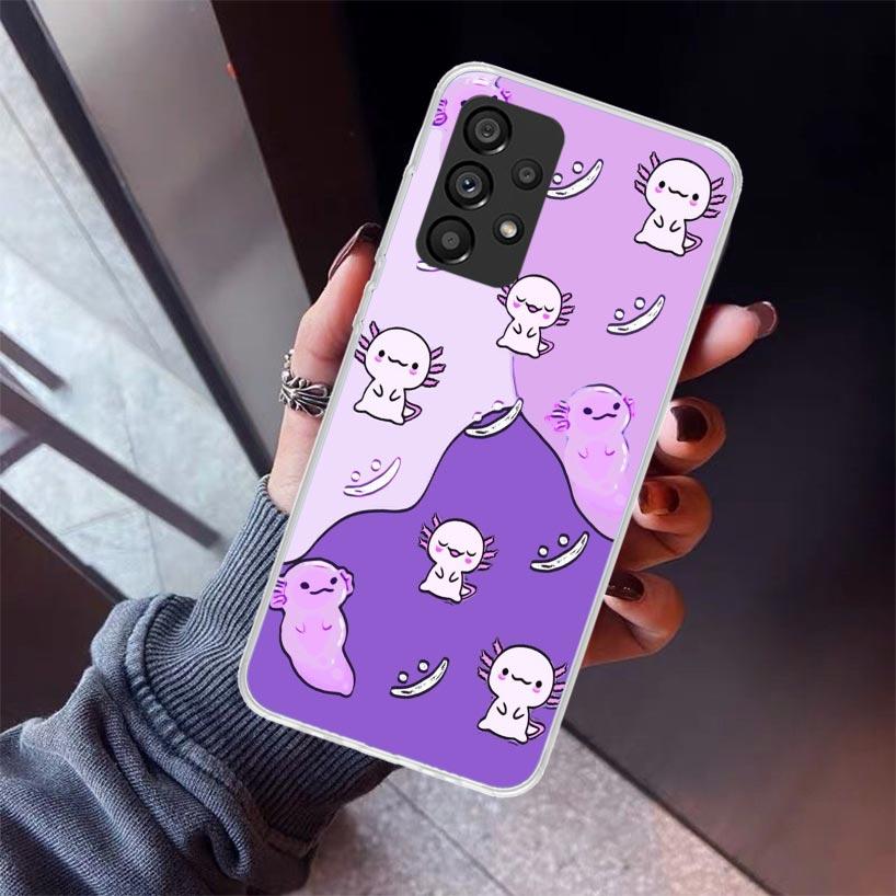 Niedliche Axolotl-Kawaii-Handyhülle für Samsung Galaxy A12 A52S A42 A32 A22 A51 A50 Note 20 Ultra 10 S10 Plus A71 A70 A31 A30 A10S Ga